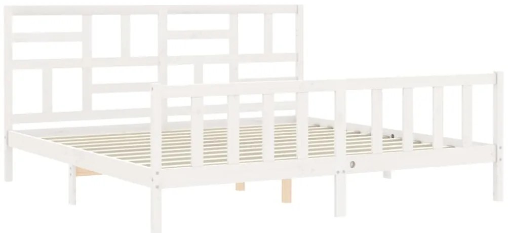 Cama sem colchão 200x200 cm madeira de pinho maciça branco