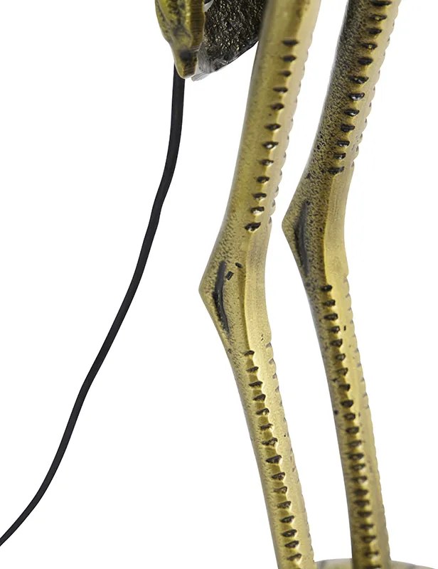 Candeeiro de pé vintage latão com abajur de tecido preto - Animal Crane Rústico