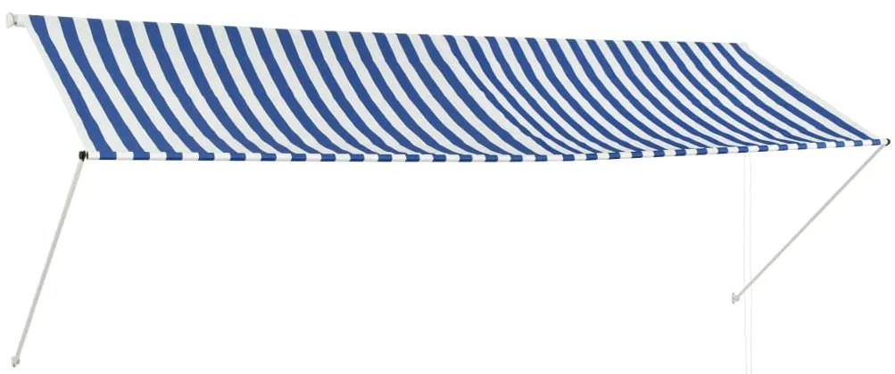 vidaXL Toldo retrátil 350x150 cm azul e branco