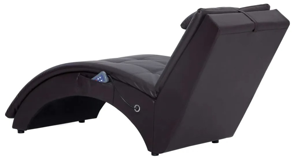 Chaise longue de massagem c/ almofada couro artificial castanho