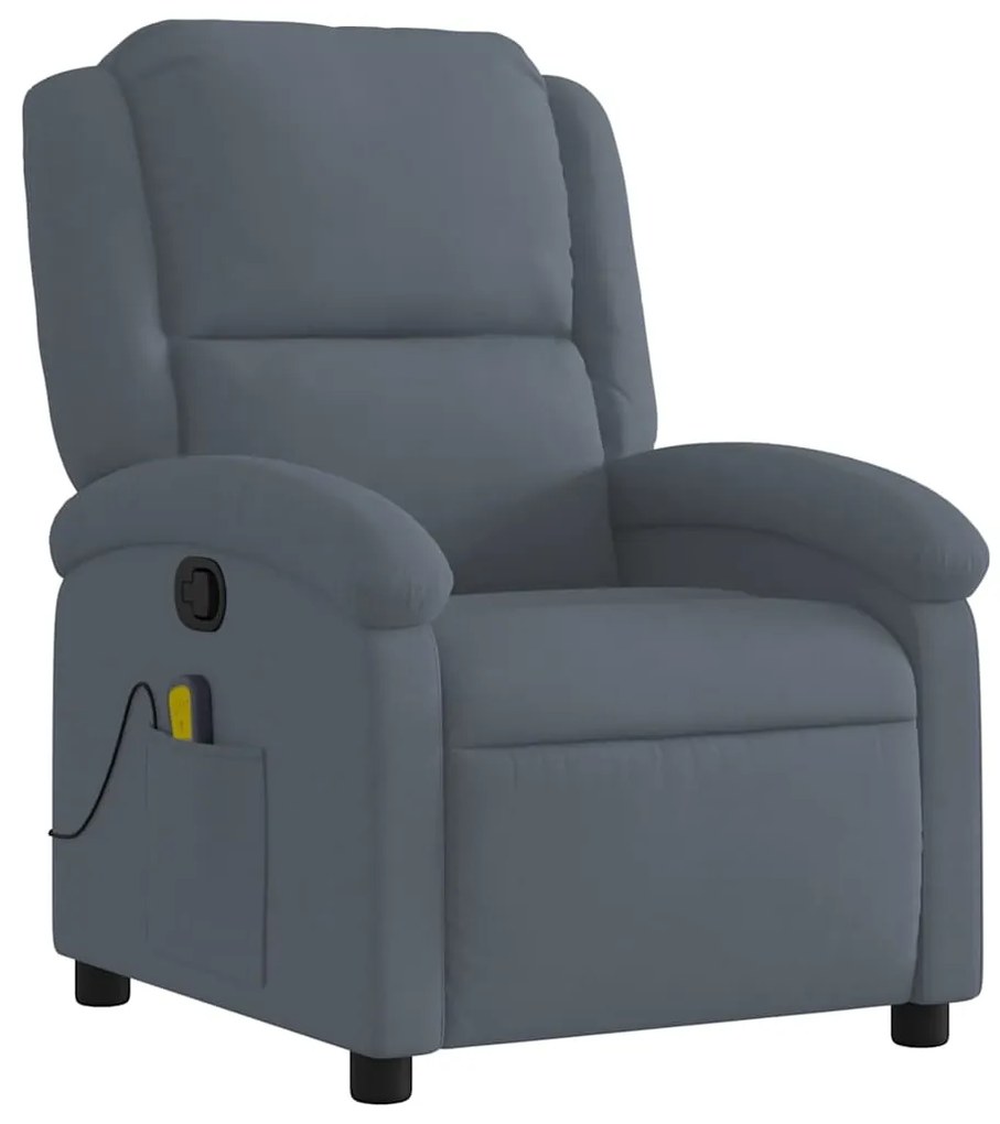 Poltrona de massagens reclinável veludo cinzento-escuro