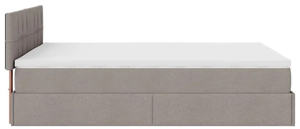 Cama Otomana com Colchão &amp; LEDs Taupe 140x200 cm Tecido