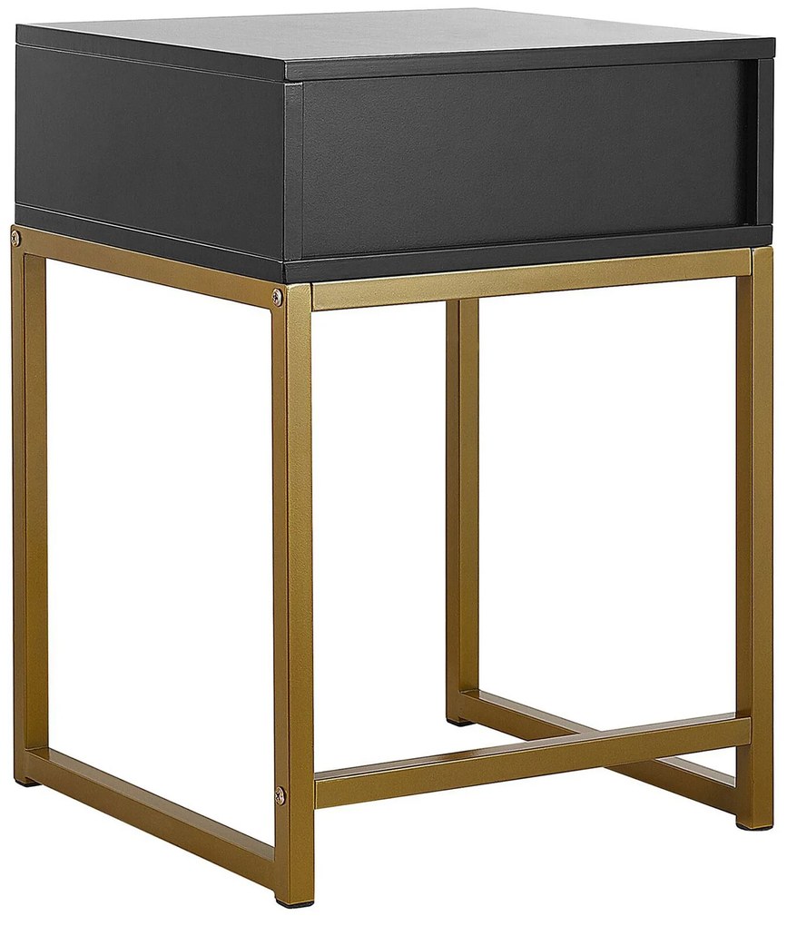 Mesa de apoio com 1 gaveta preta LARGO Beliani