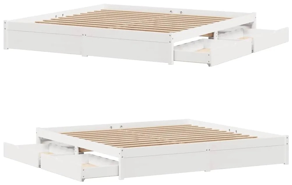 Cama sem colchão 180x200 cm madeira de pinho maciça branco