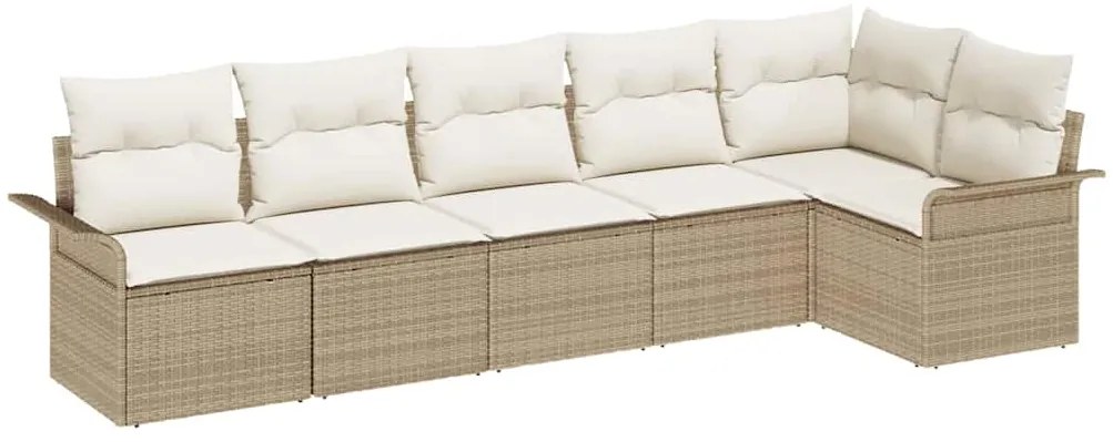 Conjunto de Sofá de Jardim 6 Peças com Almofadas em Rattan Sintético B
