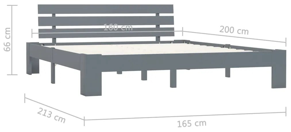 Estrutura de cama com cabeceira 160x200cm pinho maciço cinzento