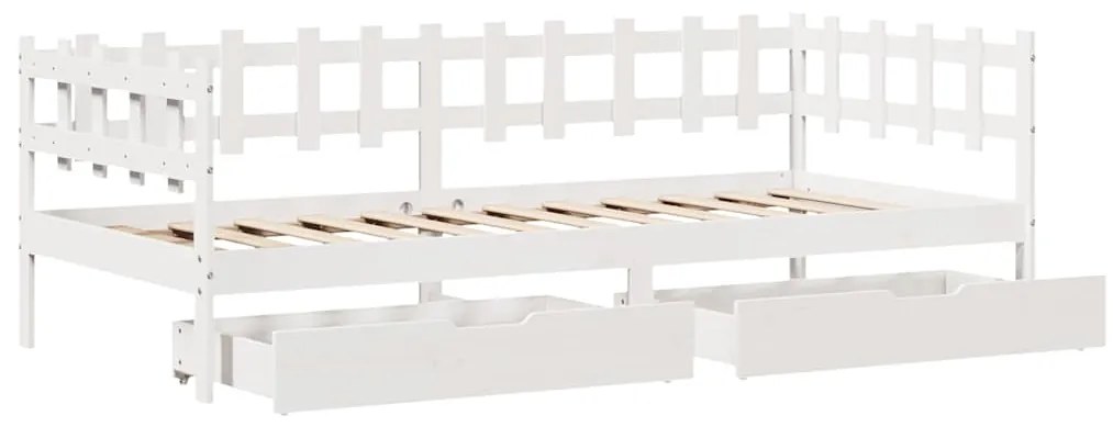 Sofá-cama com gavetas 80x200 cm madeira de pinho maciça