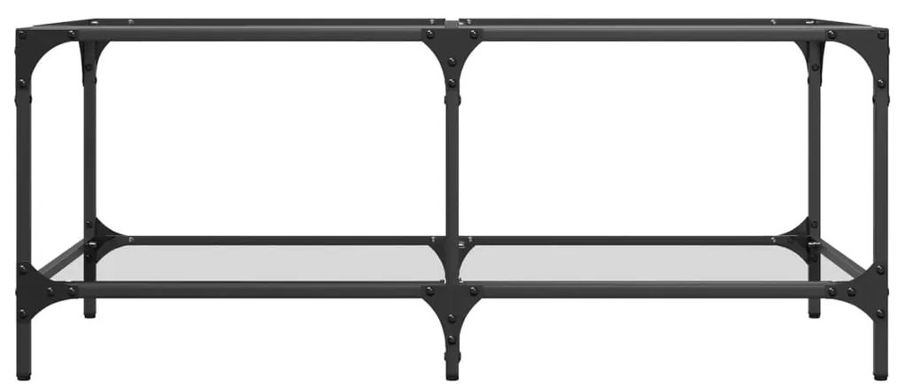 Mesa de centro c/ topo em vidro transparente 98,5x50x40 cm aço