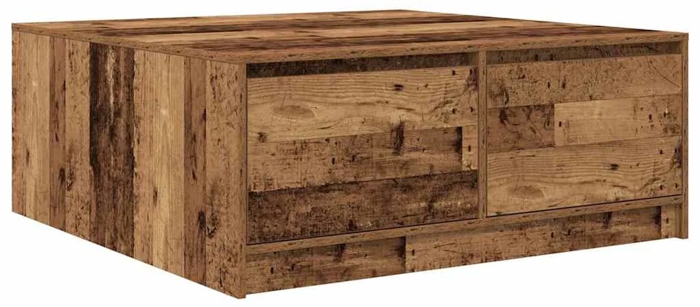 Mesa de centro com gavetas 100x100x40 cm madeira velha