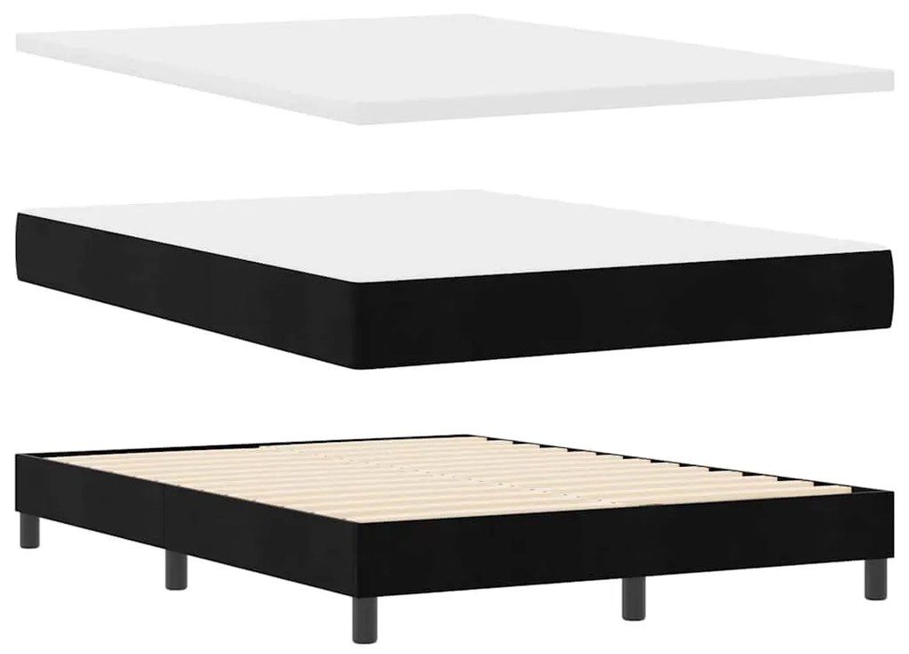 Cama Box com Colchão vidaXL Preto 140x200 cm Veludo