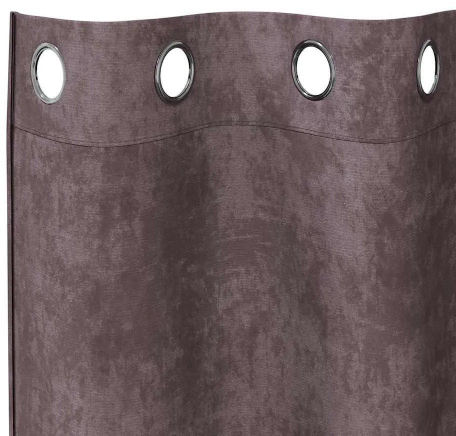 Cortinas de Veludo 2 pcs com Ilhós Marrom 260x140 cm