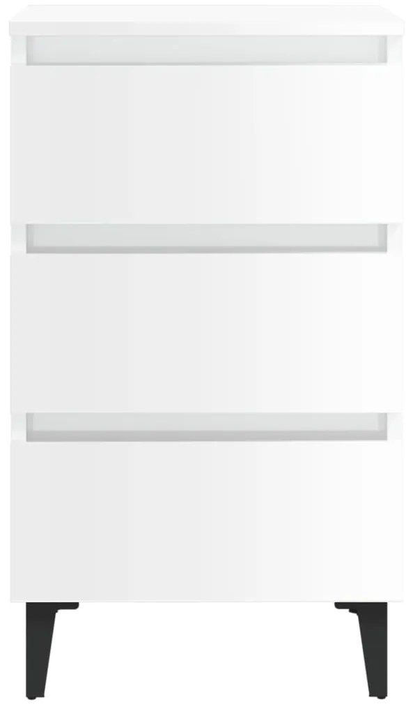 Mesa cabeceira c/ pernas metal 40x35x69 cm branco brilhante