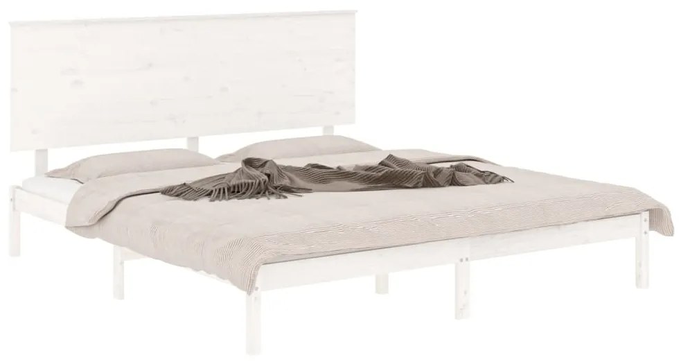 Estrutura de cama king 150x200 cm madeira maciça branco