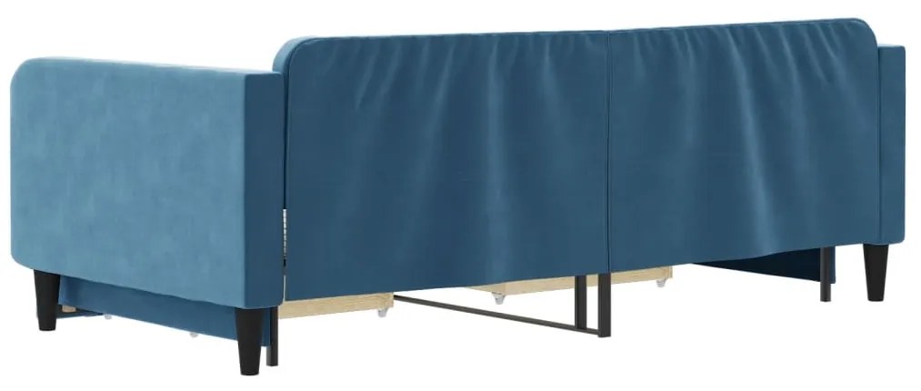 Sofá-cama com gavetão e gavetas 100x200 cm veludo azul