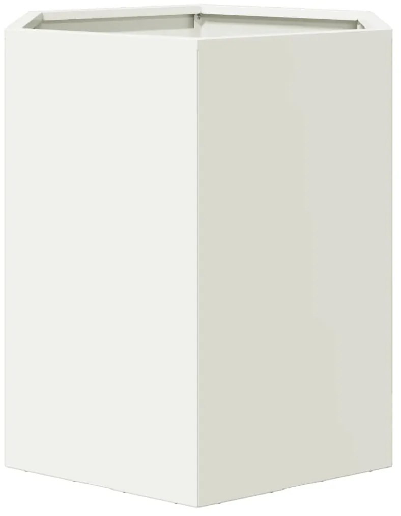 Vasos floreiras de jardim 2 pcs hexagonal 46x40x45cm aço branco