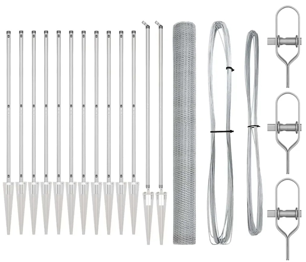 Conjunto de Cercas Conjunto de 2 Aço galvanizado 25 x 1,5 m