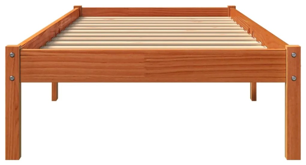 Estrutura de cama 90x200 cm madeira pinho maciça castanho cera