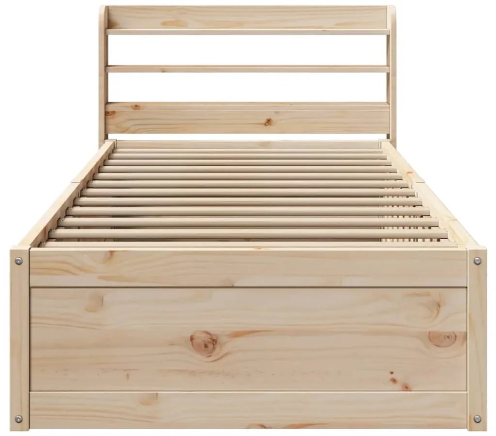 Estrutura de cama com cabeceira 75x190 cm pinho maciço
