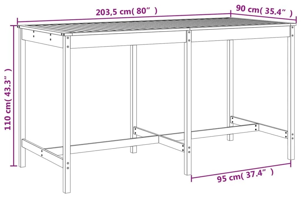 9 pcs conjunto de bar para jardim pinho maciço branco