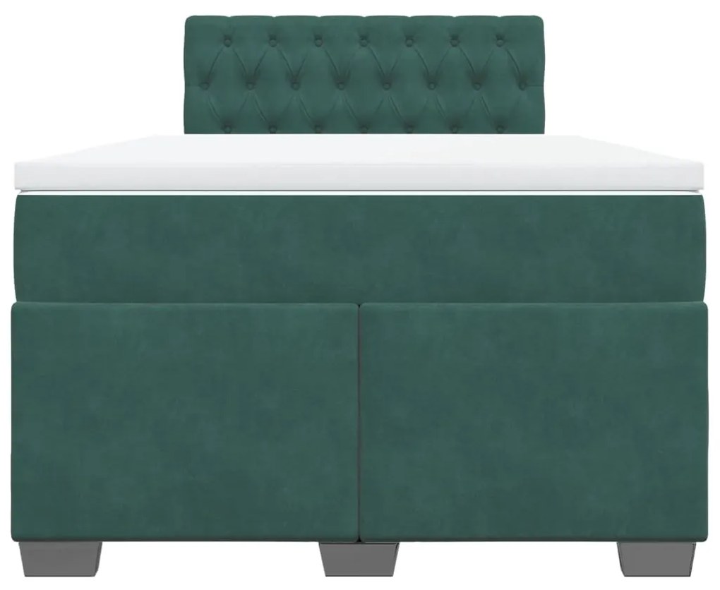 Cama boxspring com colchão 120x190 cm veludo verde-escuro