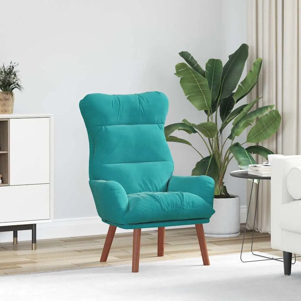 Poltrona Relaxante de Veludo Turquesa