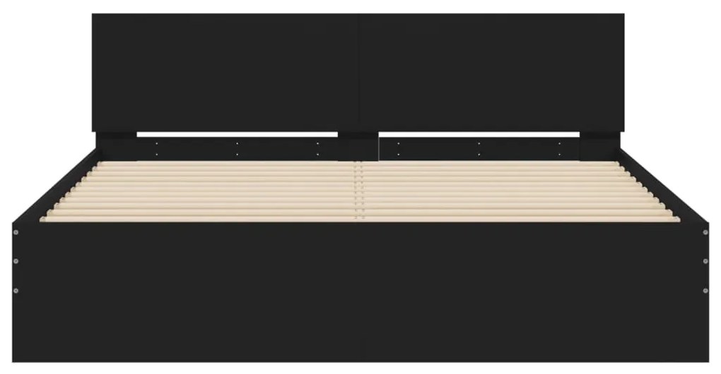 Estrutura de cama com cabeceira 140x200 cm preto