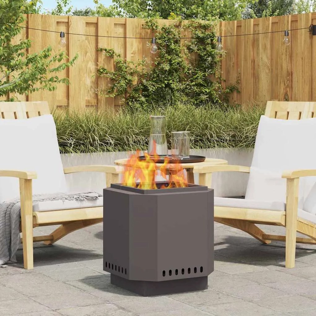 vidaXL Fire Pit Preto 48 x 48 x 51 cm Aço laminado a frio