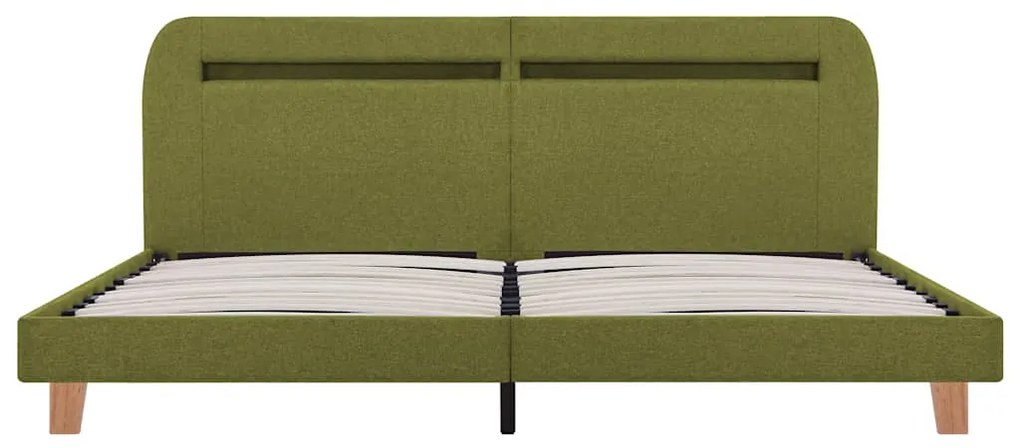 Estrutura de cama com LED sem colchão 150x200 cm tecido verde