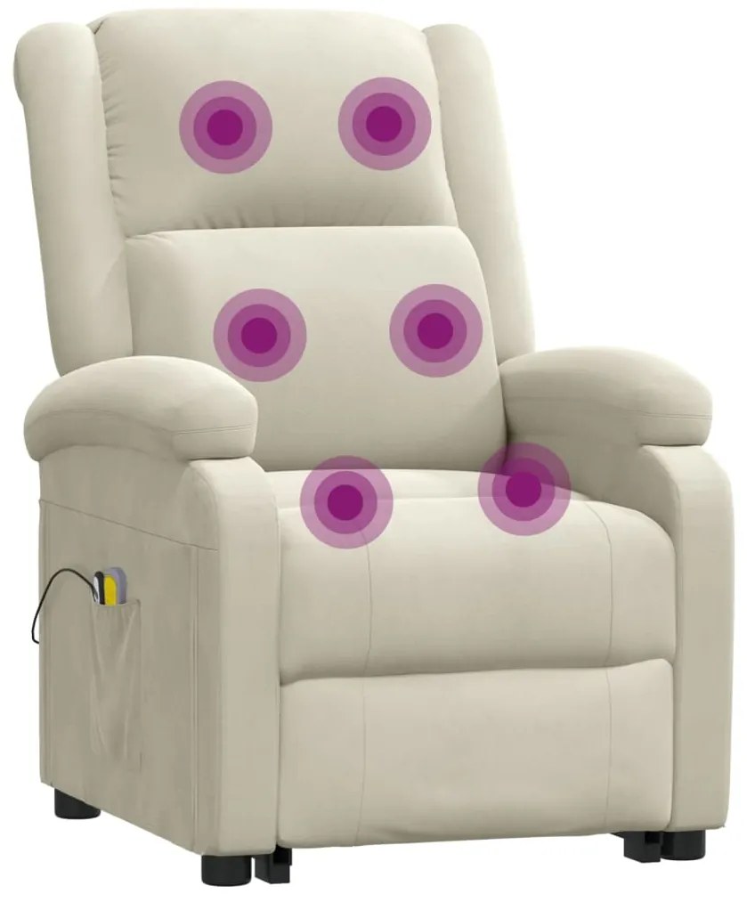 Poltrona de massagens veludo cor creme