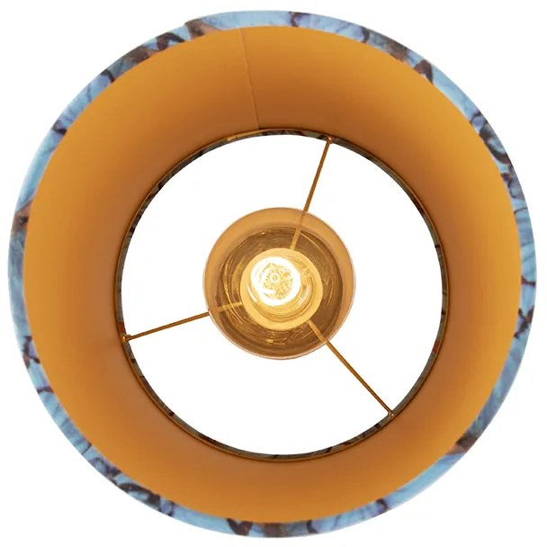 Candeeiro de teto com abajur de veludo borboletas com dourado 25 cm - Combi preto Clássico / Antigo