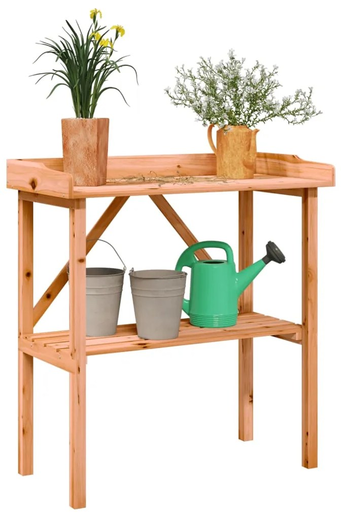Mesa apoio p/ plantas c/ prateleira 78x38x82,5cm abeto castanho