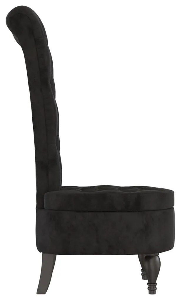 Cadeirão com encosto alto veludo preto design de botões