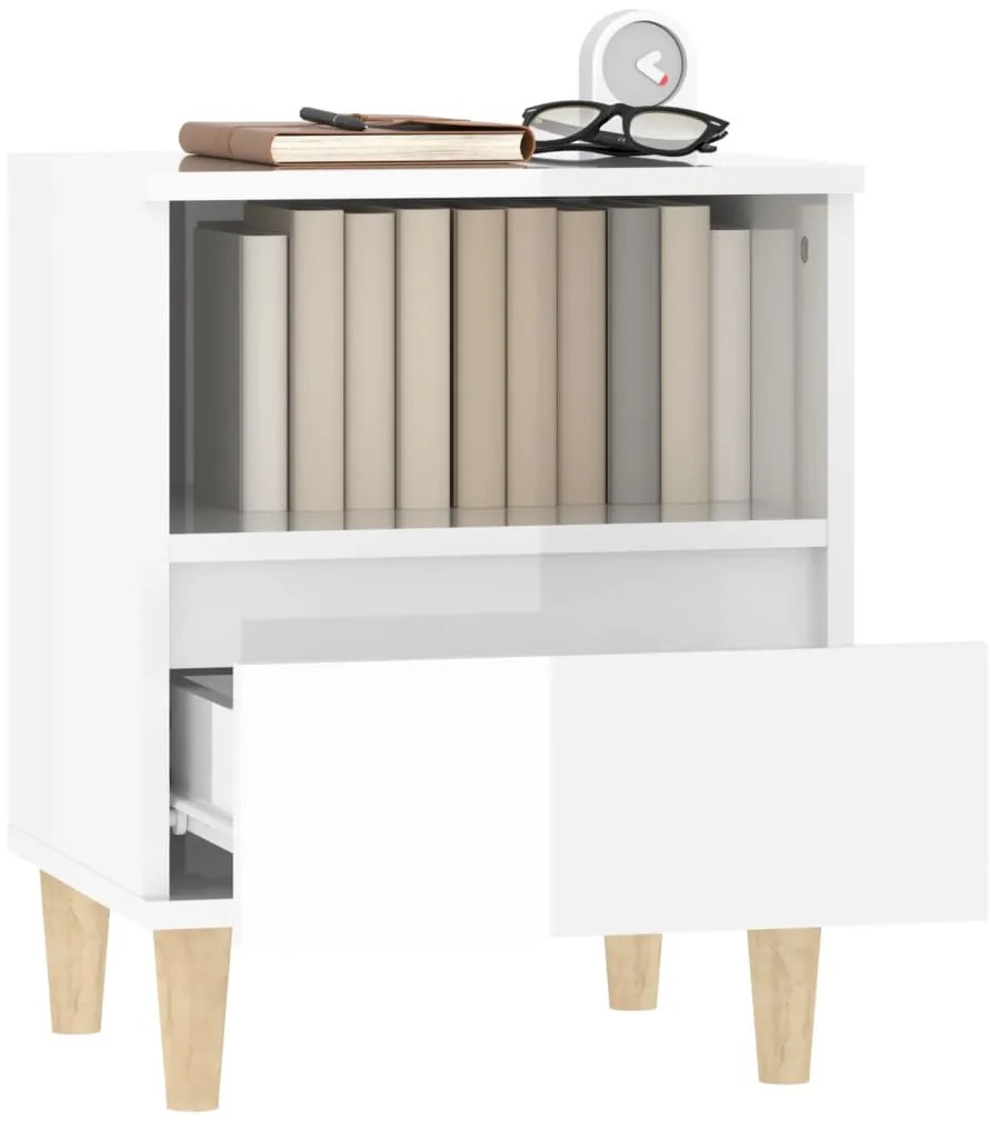 Mesas de cabeceira 2 pcs 40x35x50 cm branco brilhante