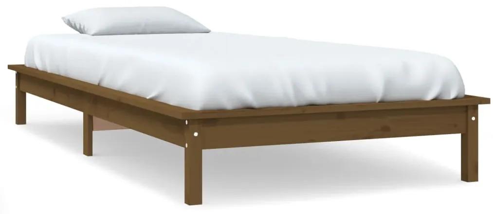 Estrutura de cama solteiro 90x190 cm pinho maciço castanho mel