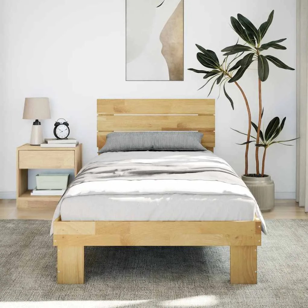 Estrutura cama cabeceira sem colchão 75x190 cm maciça carvalho