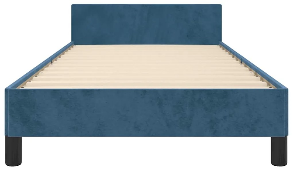 Estrutura de cama sem colchão 90x200 cm veludo azul-escuro