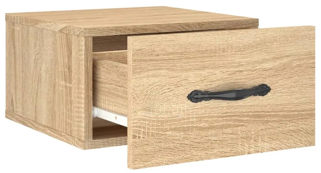 Mesas de cabeceira parede 2 pcs 35x35x20 cm cor carvalho sonoma