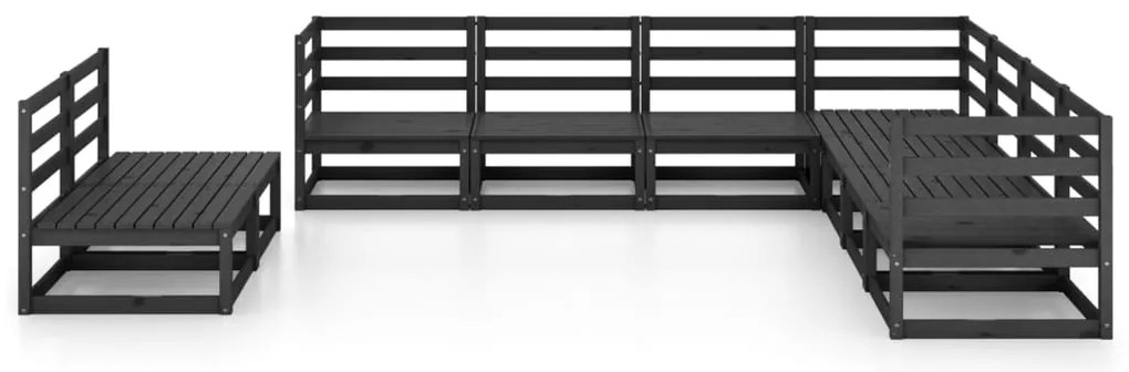 9 pcs conjunto lounge de jardim pinho maciço preto