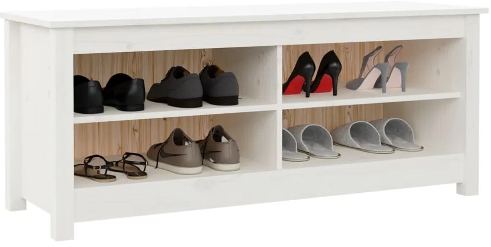 Banco sapateira 110x38x45,5 cm pinho maciço branco