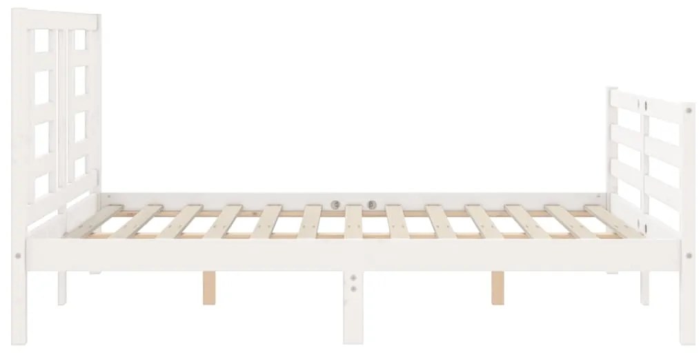Estrutura de cama de casal c/ cabeceira madeira maciça branco