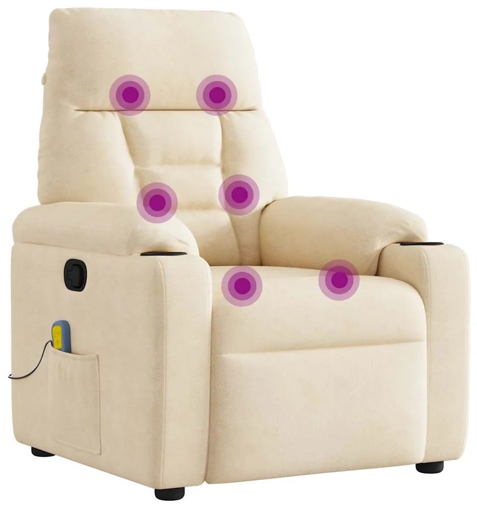Poltrona de massagens reclinável tecido de microfibra cor bege