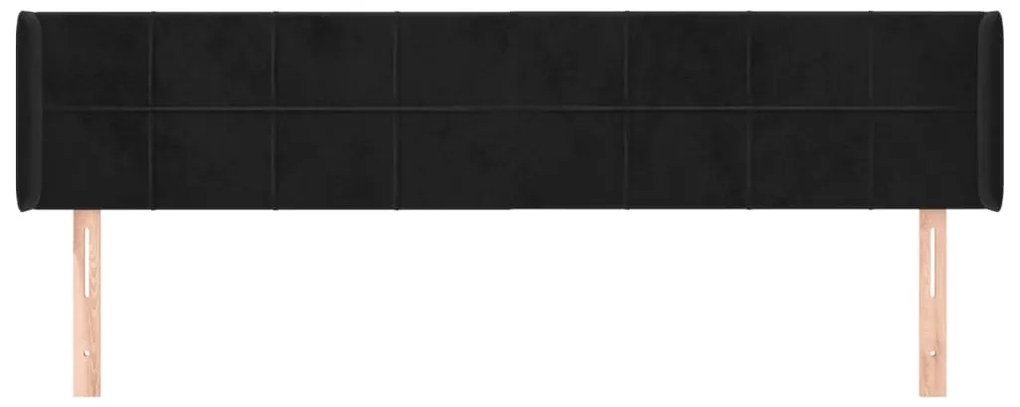 Cabeceira de cama c/ abas veludo 163x16x78/88 cm preto