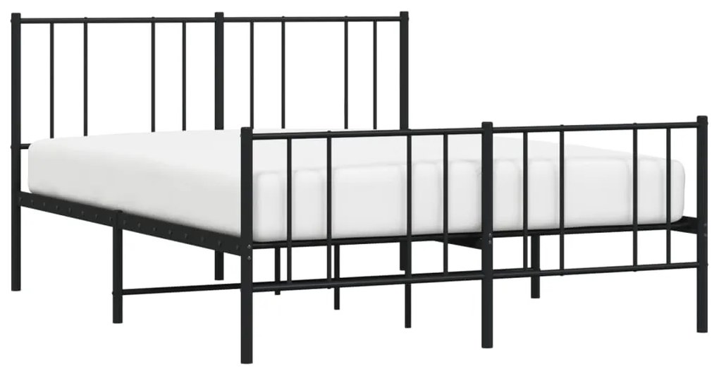 Estrutura de cama com cabeceira e pés 120x190 cm metal preto