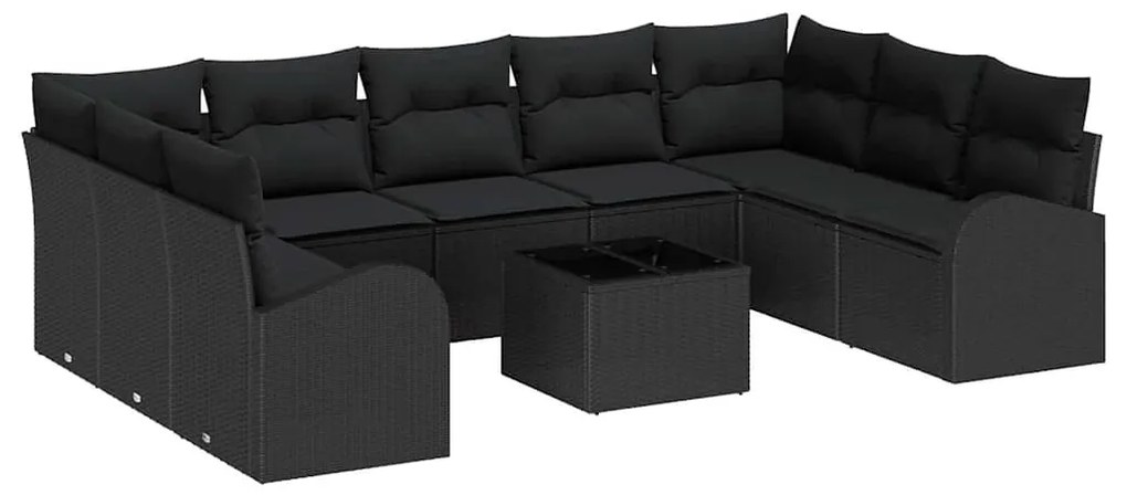 Conjunto de Sofá de Jardim com 10 Peças e Almofadas Bege em Rattan Pol
