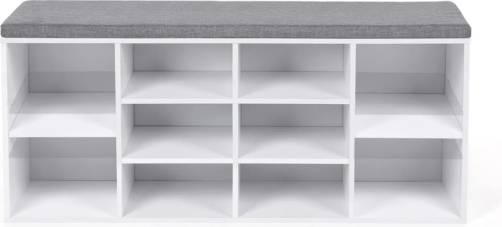 Banco estofado para sapatos 104 x 30 x 48 cm branco-cinzento