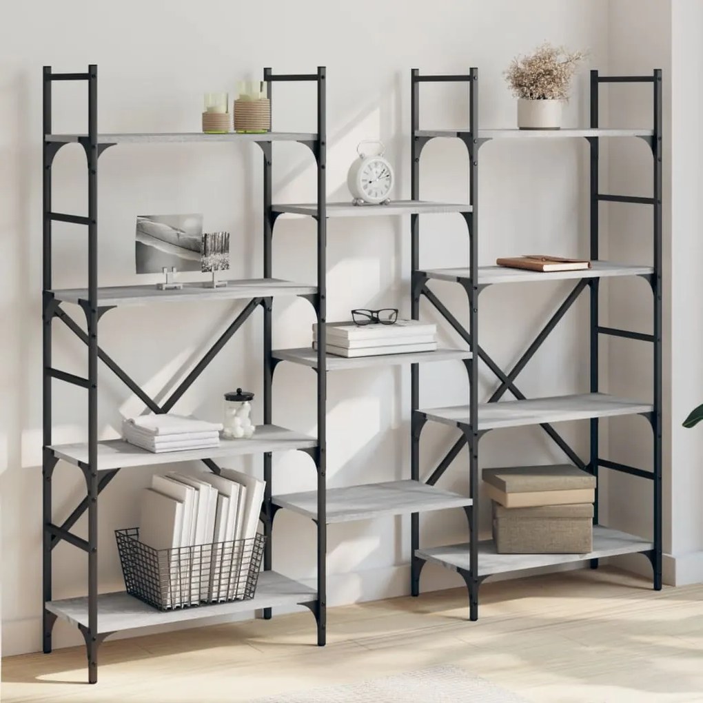 vidaXL Estante 160x28,5x136,5 cm derivados de madeira cinzento sonoma