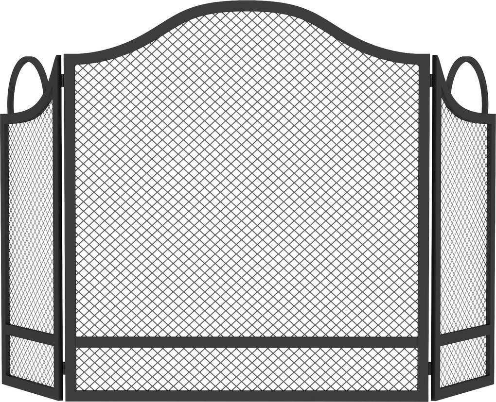 HOMCOM Protetor de Faíscas para Lareira Dobrável de 3 Painéis, em Metal Pintado, Pronto a Usar, 122x1x74 cm, Preto | Aosom Portugal