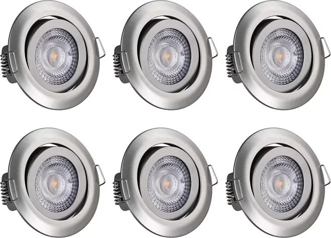 Conjunto de 6 luzes LED de encastrar Krog em níquel