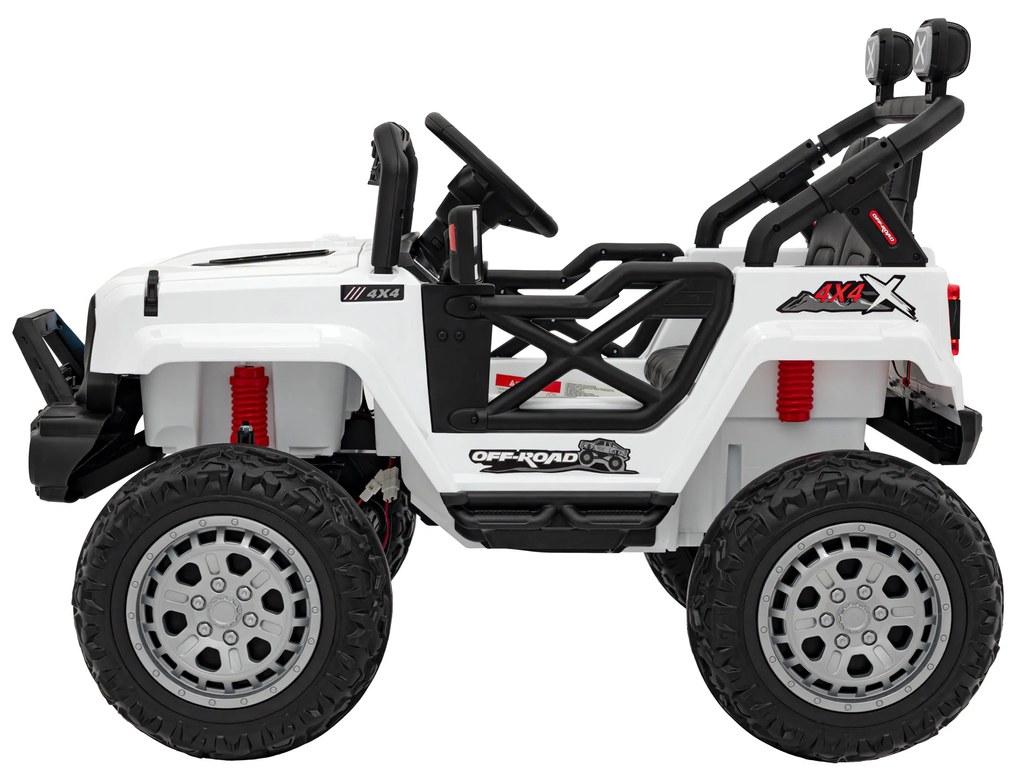 Jipe elétrico para Crianças 12V 4x4 OFF ROAD Speed Rodas de EVA, Assento de couro Branco