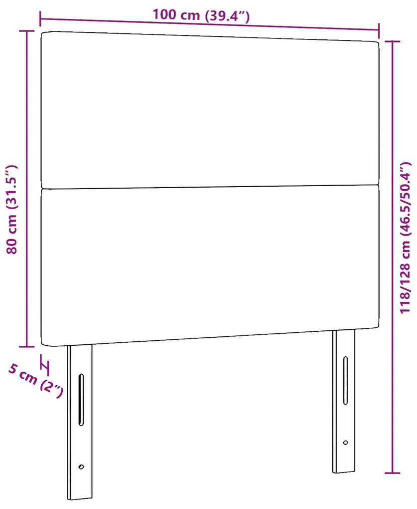 Cabeceira vidaXL Design Simples Cinza Claro 100 cm Tecido de Veludo